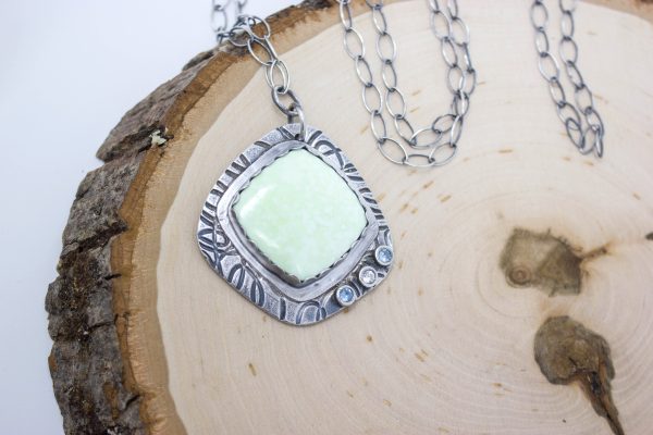 .999 Fine Silver and Lemon Chrysoprase Necklace