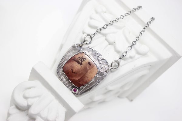 .999 Fine Silver and Owyhee Mountain Jasper Necklace - Image 3