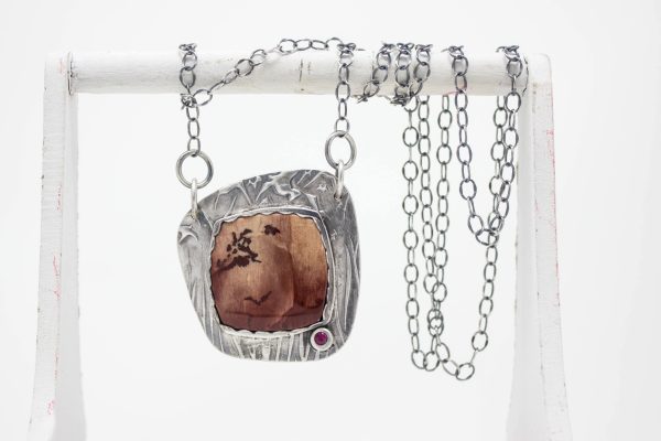 .999 Fine Silver and Owyhee Mountain Jasper Necklace - Image 2