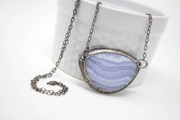 .999 Fine Silver and Blue Lace Agate Necklace - Image 4