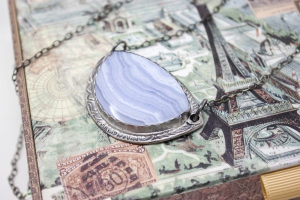 .999 Fine Silver and Blue Lace Agate Necklace