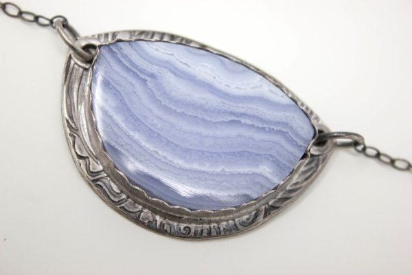 .999 Fine Silver and Blue Lace Agate Necklace - Image 3