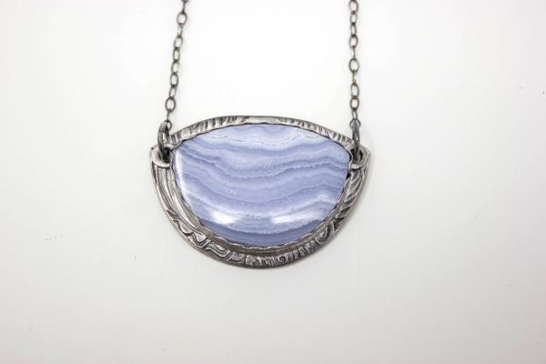 .999 Fine Silver and Blue Lace Agate Necklace - Image 2