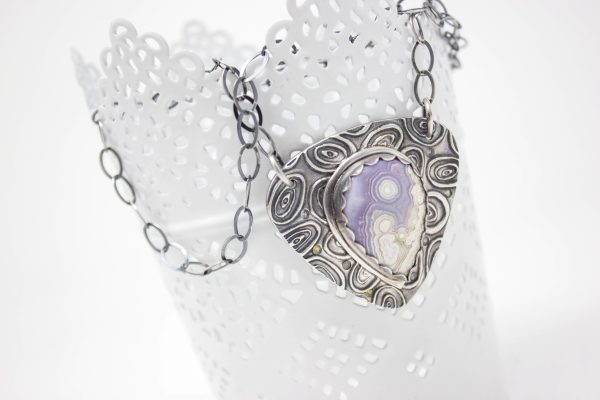 .999 Fine Silver and Laguna Agate Necklace