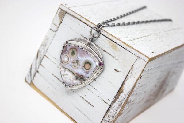 .999 Fine Silver Ocean Jasper Pendant Necklace