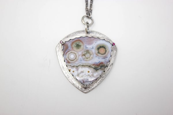 .999 Fine Silver Ocean Jasper Pendant Necklace - Image 3