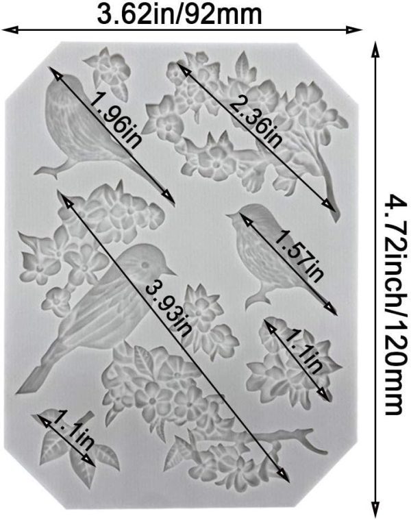 Birds & Blossoms Silicone Mold – Nature-Inspired Detailing for Crafts - Image 3