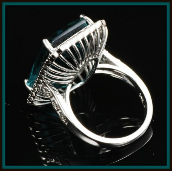 14KT WG Fluorite and Diamond Designer Ring - Image 3