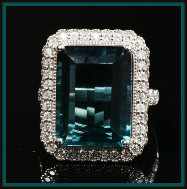 14KT WG Fluorite and Diamond Designer Ring - Image 2