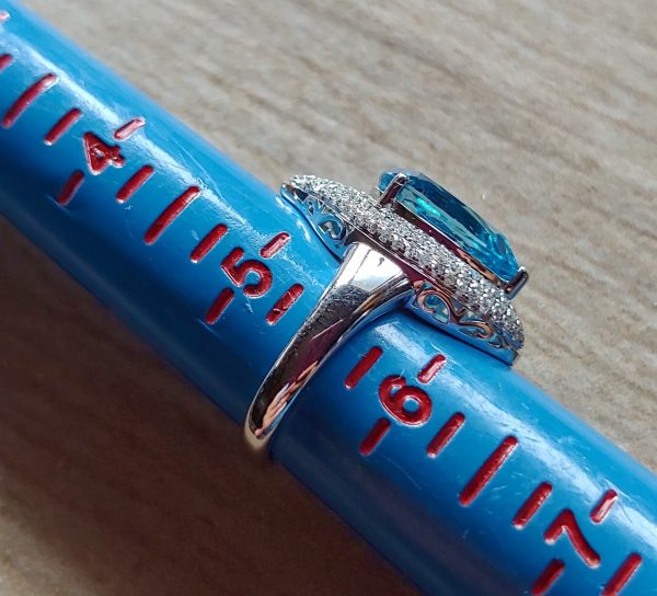 14KT WG Blue Topaz and Diamond Designer Ring - Image 6