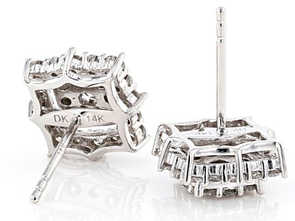 1.08ctw Round White Lab-Grown Diamond Earrings – 14K White Gold - Image 2