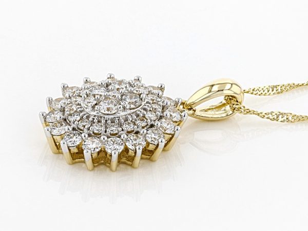 0.92ctw Round White Lab-Grown Diamond Cluster Pendant with 18” Singapore Chain – 14K Yellow Gold - Image 3
