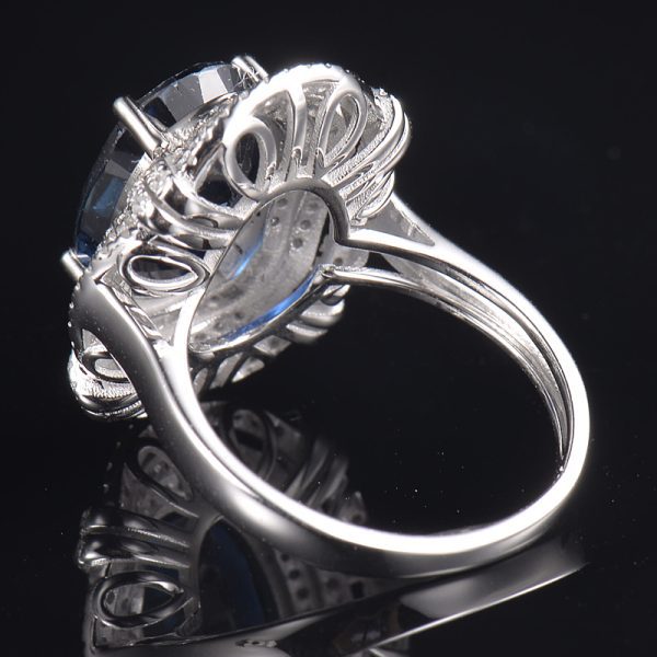 14KT WG Oval Kyanite and Diamond Cocktail Ring - Image 4