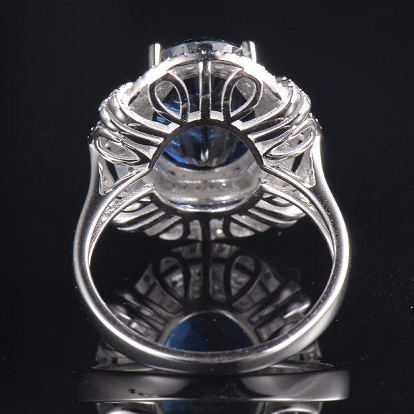 14KT WG Oval Kyanite and Diamond Cocktail Ring - Image 3