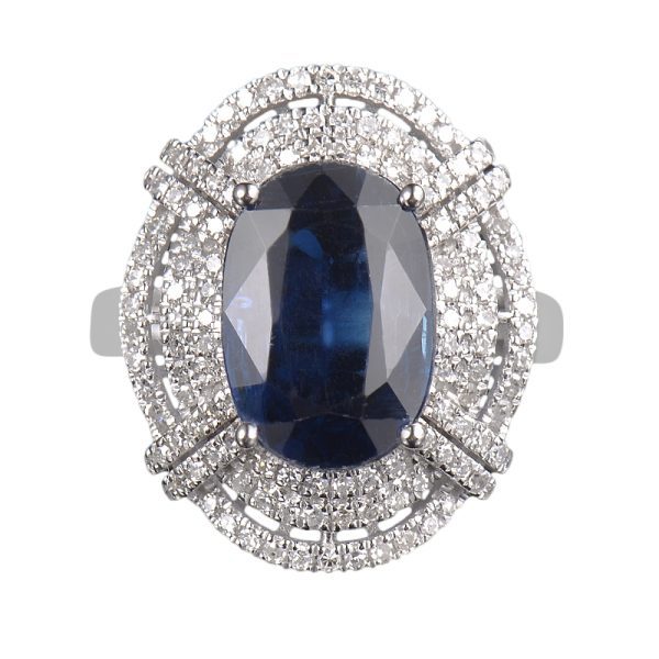 14KT WG Oval Kyanite and Diamond Cocktail Ring - Image 2