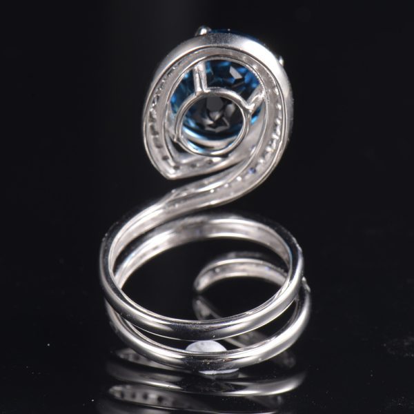 14KT WG London Blue Topaz and Diamond Ring - Image 5