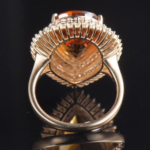 14KT YG Madeira Citrine and Diamond Cocktail Ring - Image 6