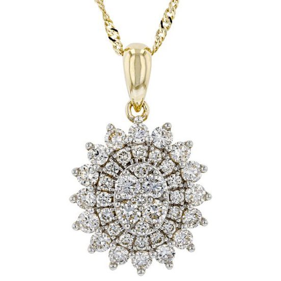 0.92ctw Round White Lab-Grown Diamond 14K Yellow Gold Pendant With 18" Singapore Chain