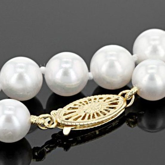 White Cultured Freshwater Pearl 14k Yellow Gold Strand Necklace 18 inch